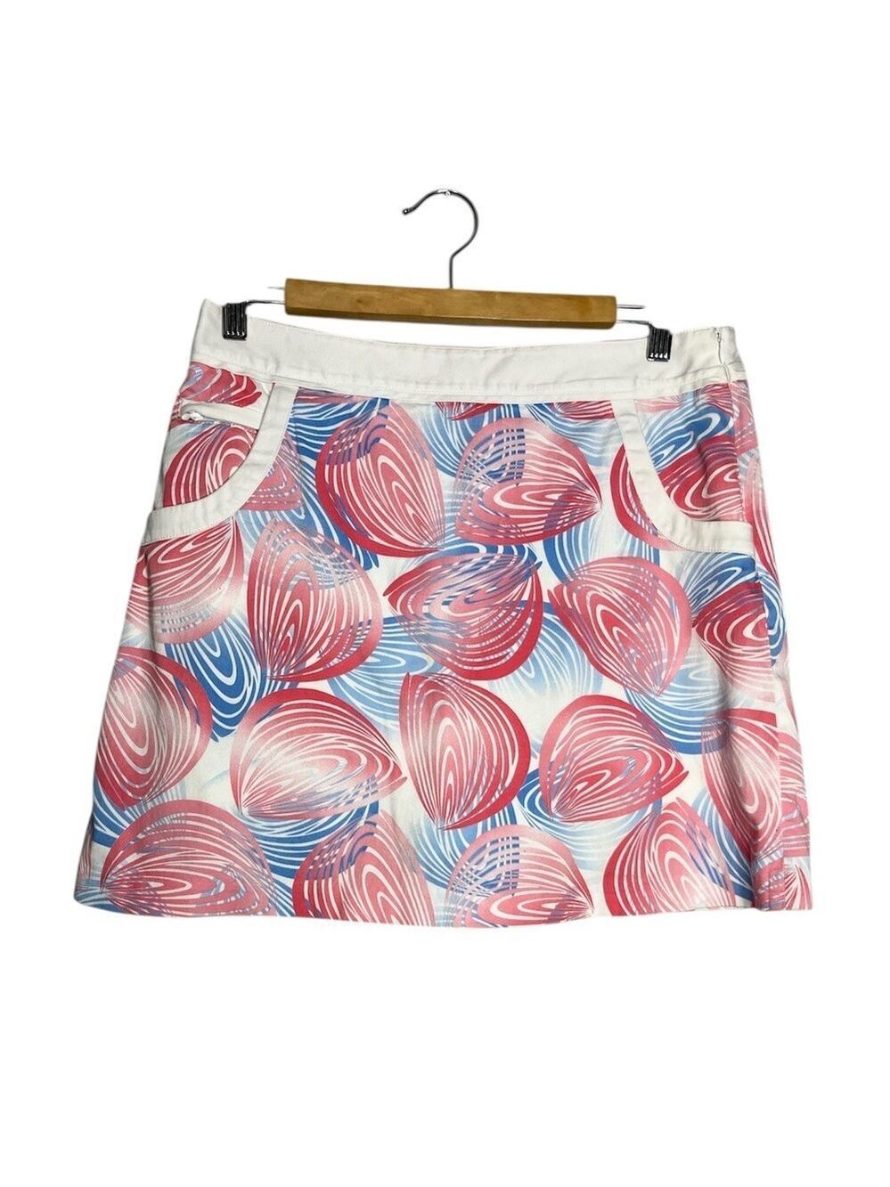 Greg Norman Pink White & Blue Abstract Print Golf Skirt Skort, size 6